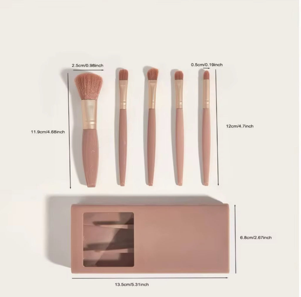 Set 5 Pensule Machiaj Profesionale + cutie cu oglindă